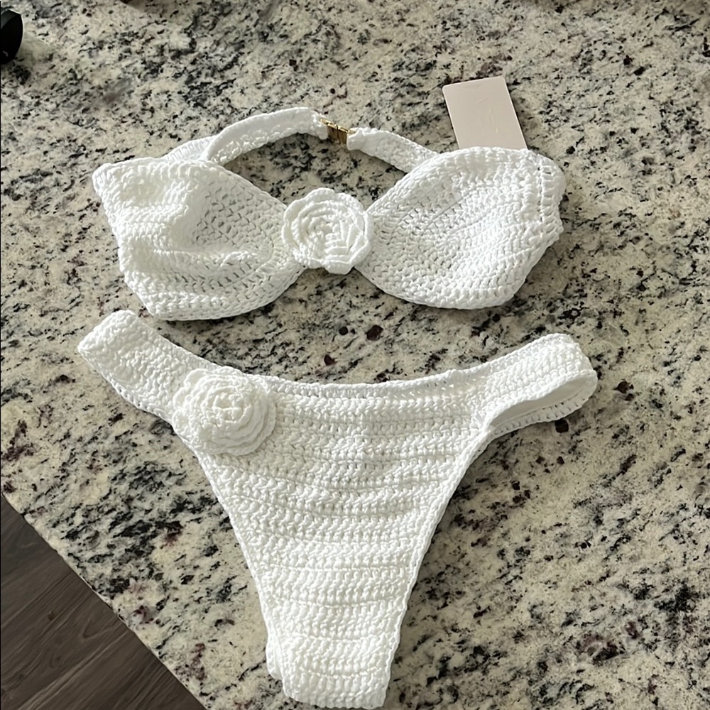 White Crochet Bikini Set